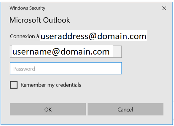 Outlook demande mot de passe